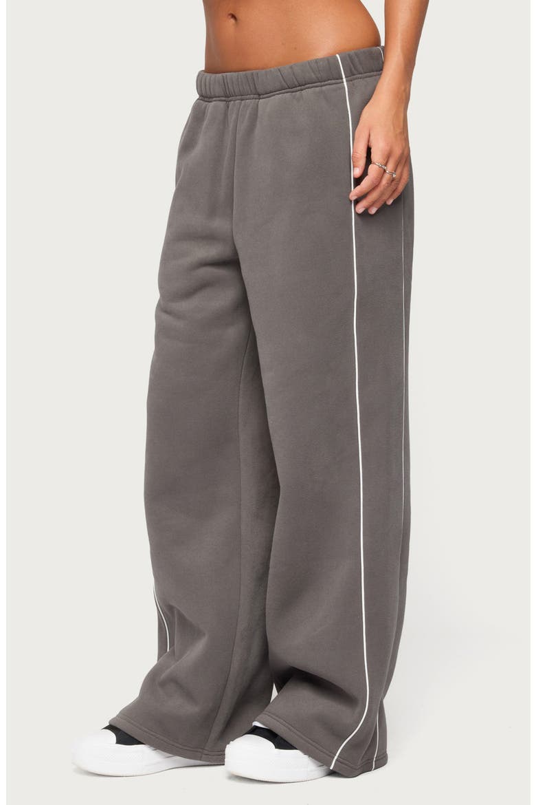 Autumn Piped Wide Leg Sweatpants, Alternate, color, CHARCOAL