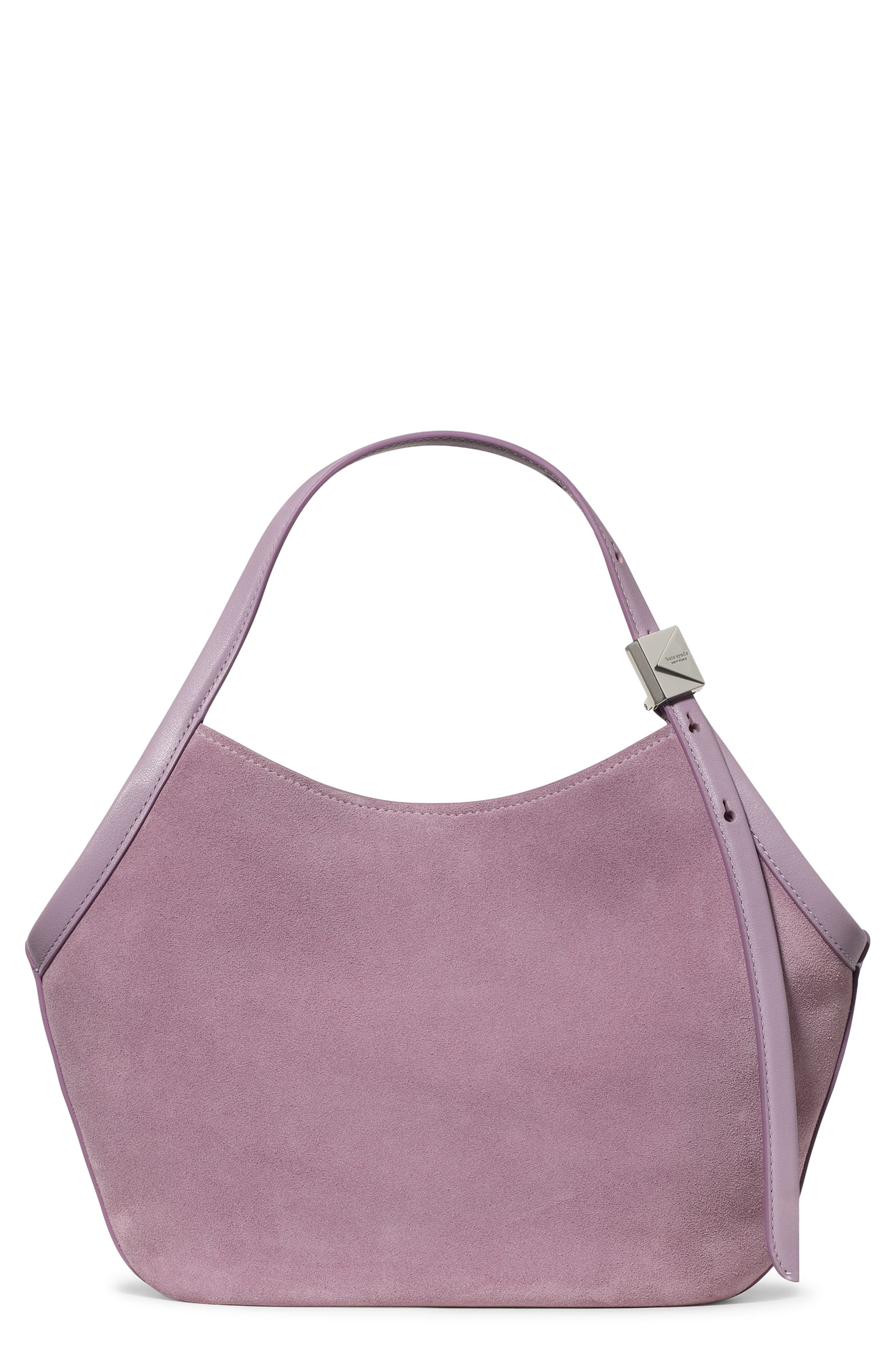 Kate Spade New York Small Deco Suede Tulip Tote, Main, color, Market Purple