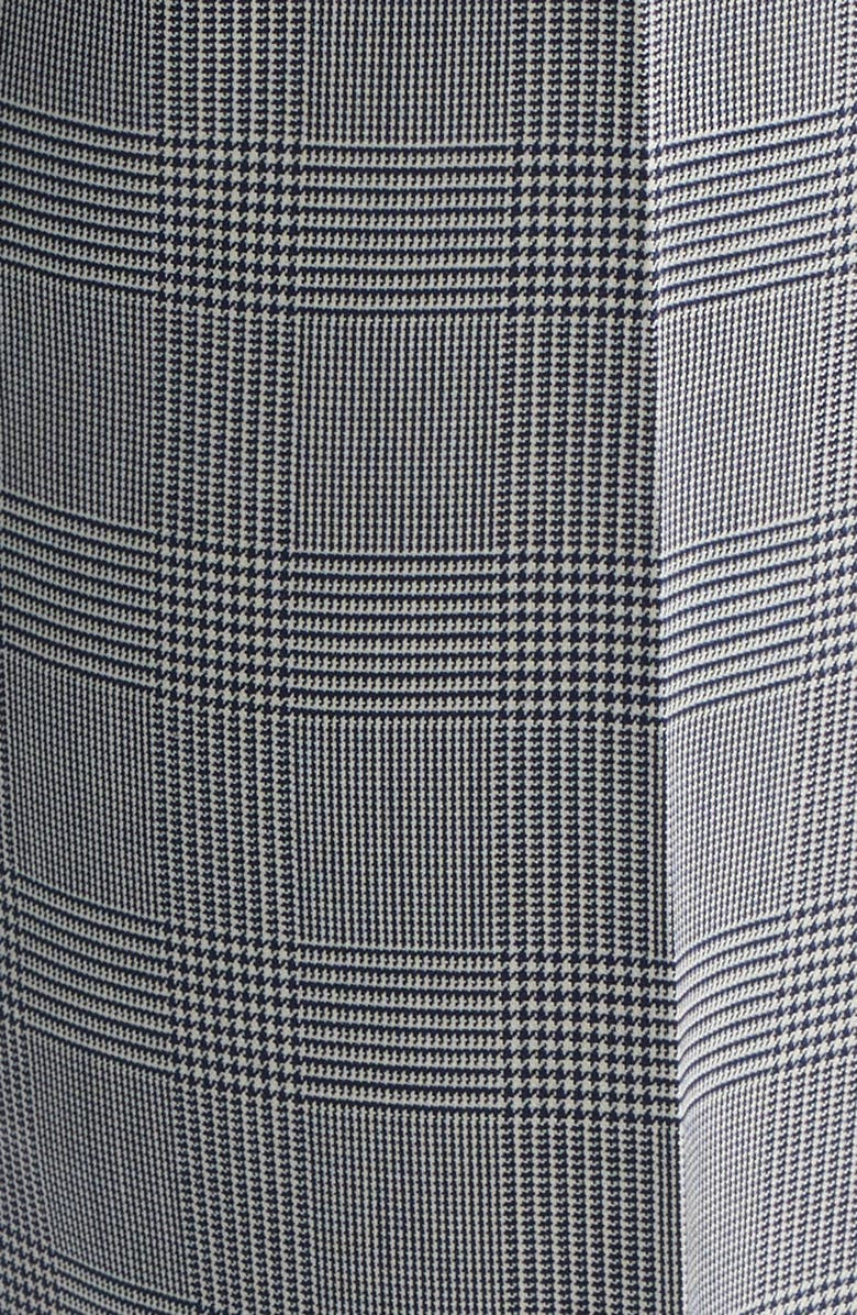 Zanella Nova Grey Glen Check Pleated Wool & Cotton Drawstring Dress Pants, Alternate, color, Navy