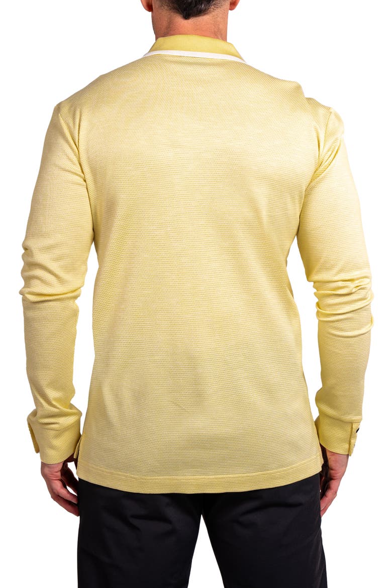 Ascension0003 Yellow Johnny Collar Long Sleeve Textured Cotton Polo, Alternate, color, YELLOW