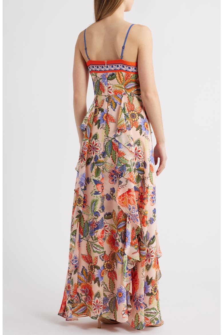 Floral Cascade Ruffle Maxi Dress, Alternate, color, BLUSH