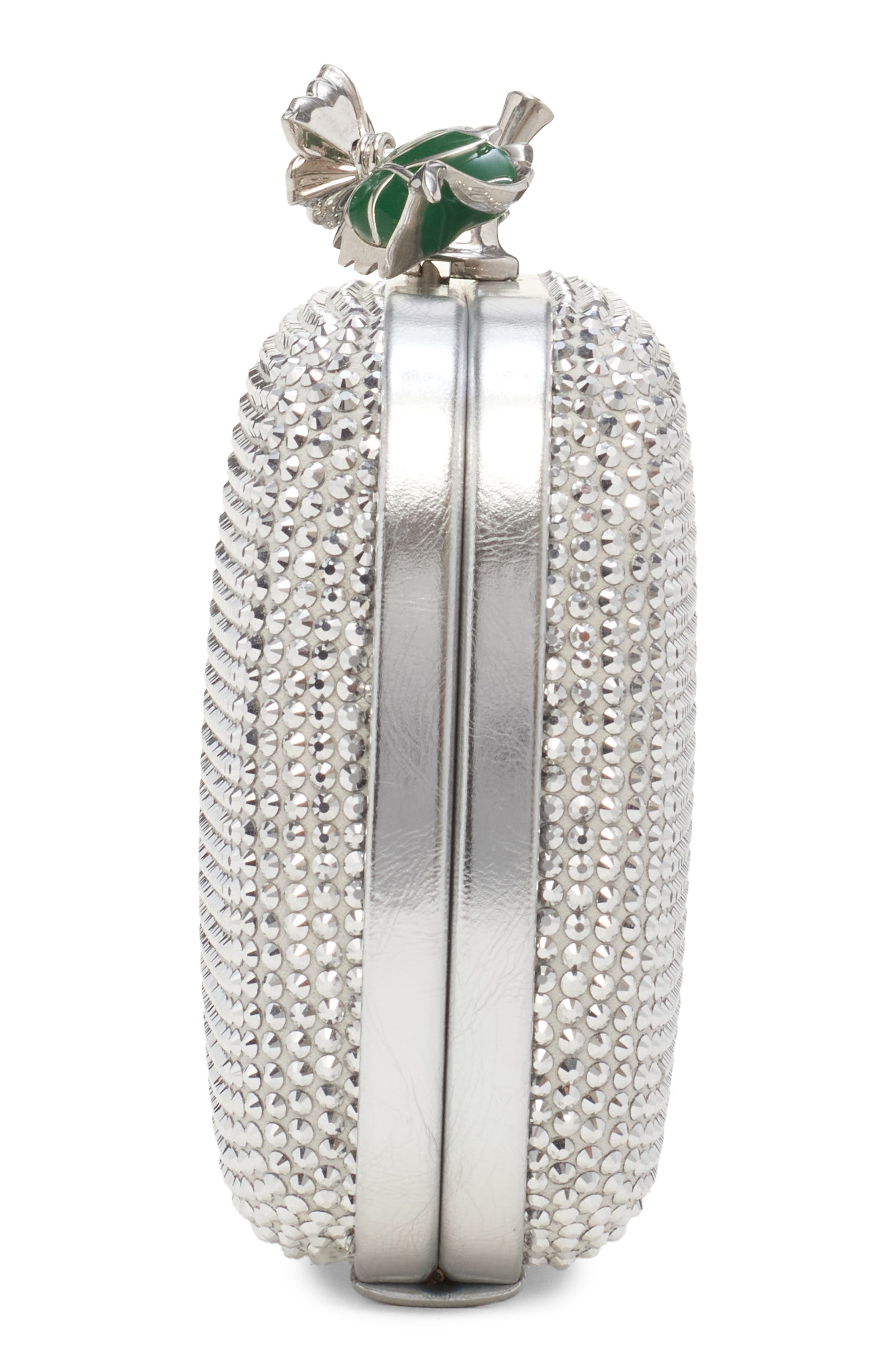 Bottega Veneta Knot Crystal Flower Clutch, Alternate, color, White/ Silver