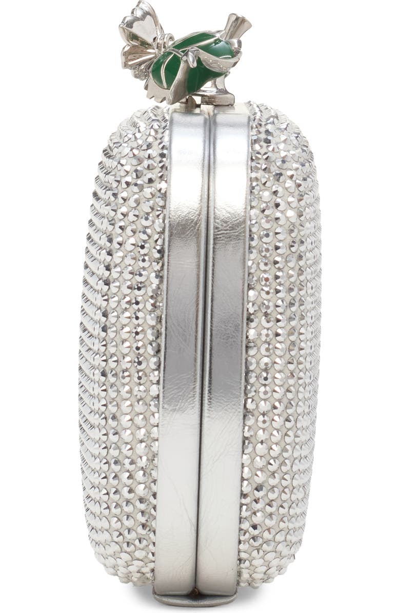 Bottega Veneta Knot Crystal Flower Clutch, Alternate, color, White/ Silver