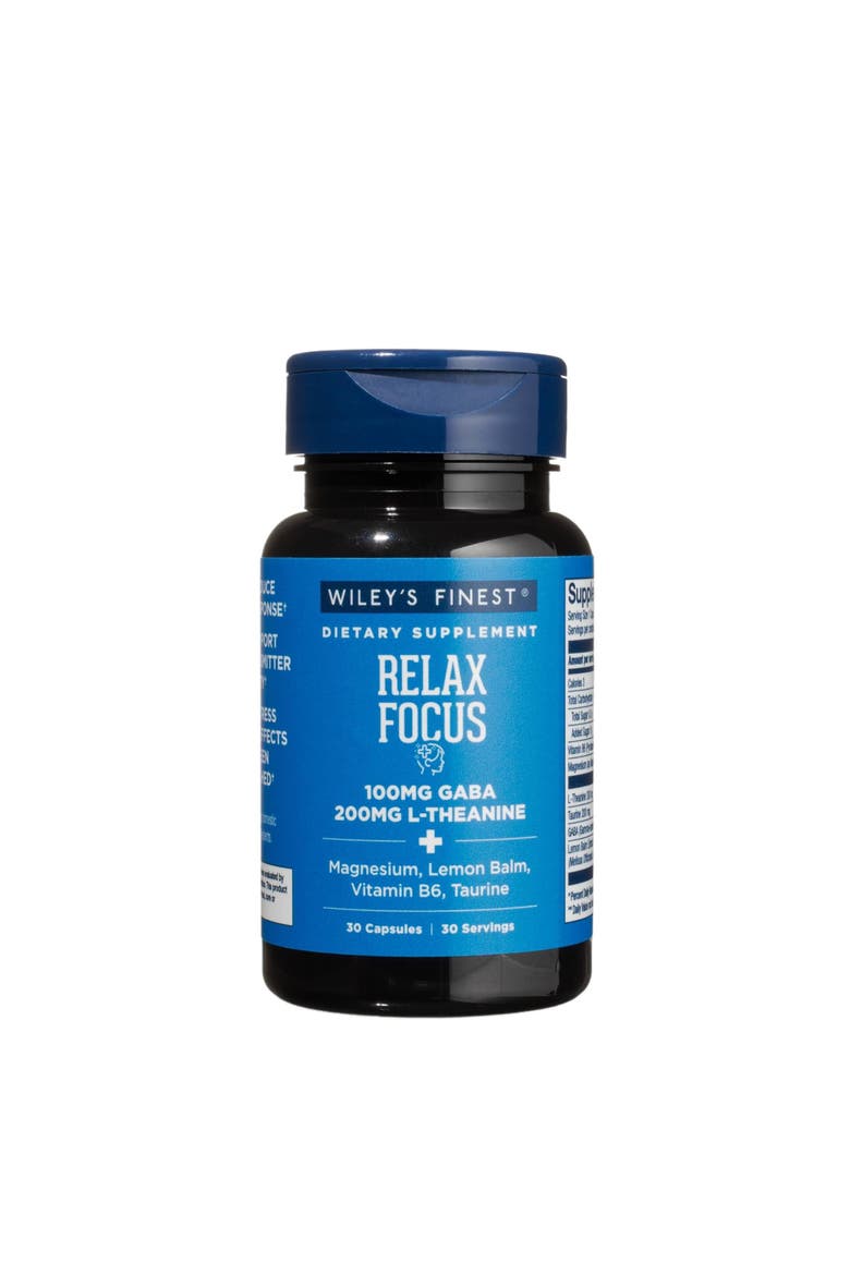 Daily Supplement for Stress Support with L-Theanine, GABA, Vitamin B6 & Magnesium - 30 Capsules, Main, color, None