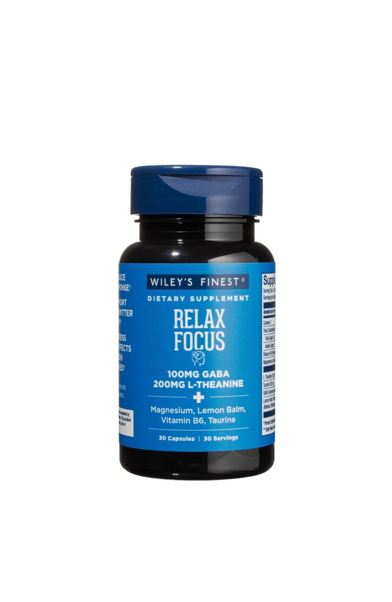 Wiley's Finest Daily Supplement for Stress Support with L-Theanine, GABA, Vitamin B6 & Magnesium - 30 Capsules, Main, color, NO COLOR