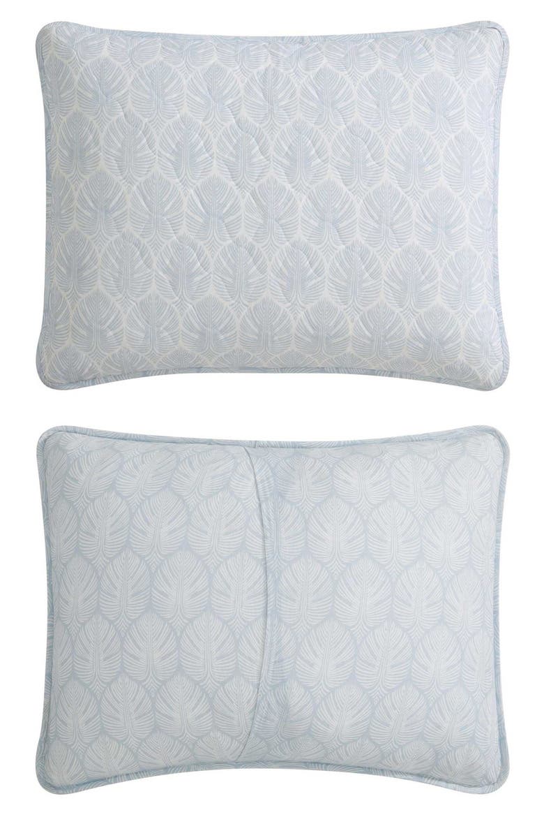 Line Palms Cotton Quilt & Sham Set, Alternate, color, WHITE/ BLUE MULTI