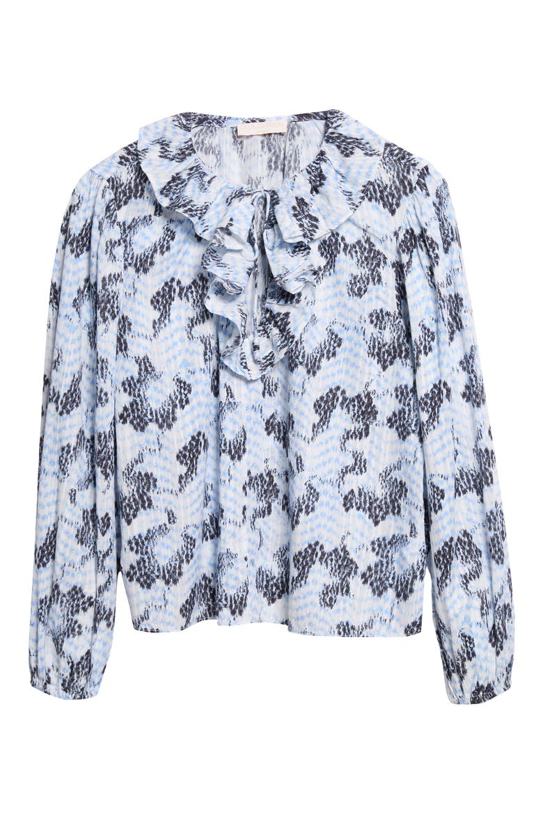 Siena Abstract Print Ruffle Collar Top, Alternate, color, CIEL