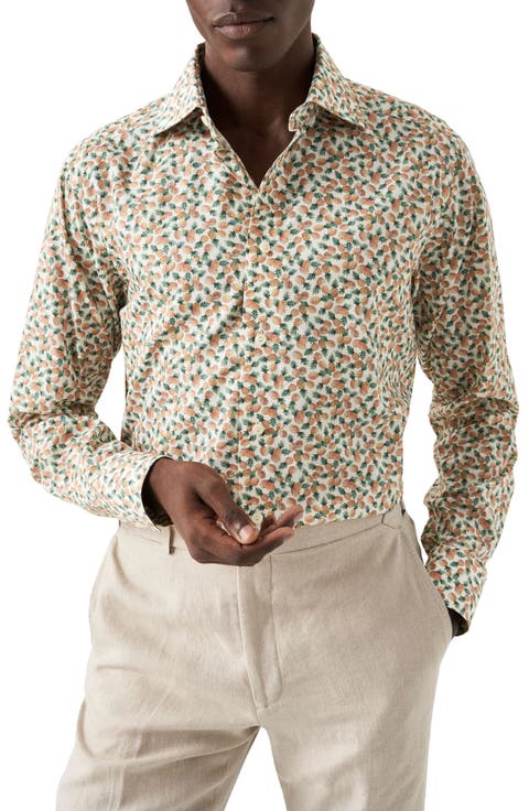 Contemporary Fit Pineapple Stretch Cotton Dress Shirt