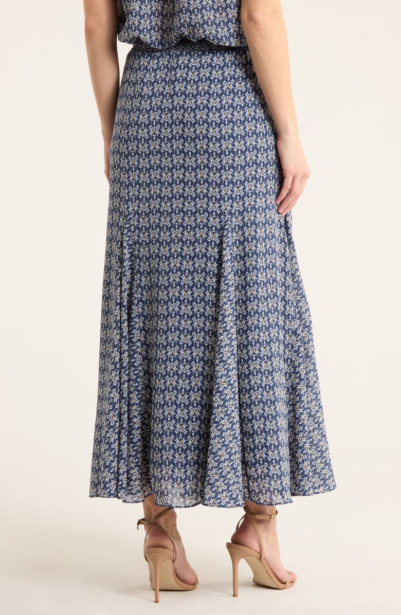 MAX STUDIO Georgette Godet Maxi Skirt, Alternate, color, Med Blue Firelilly Geo