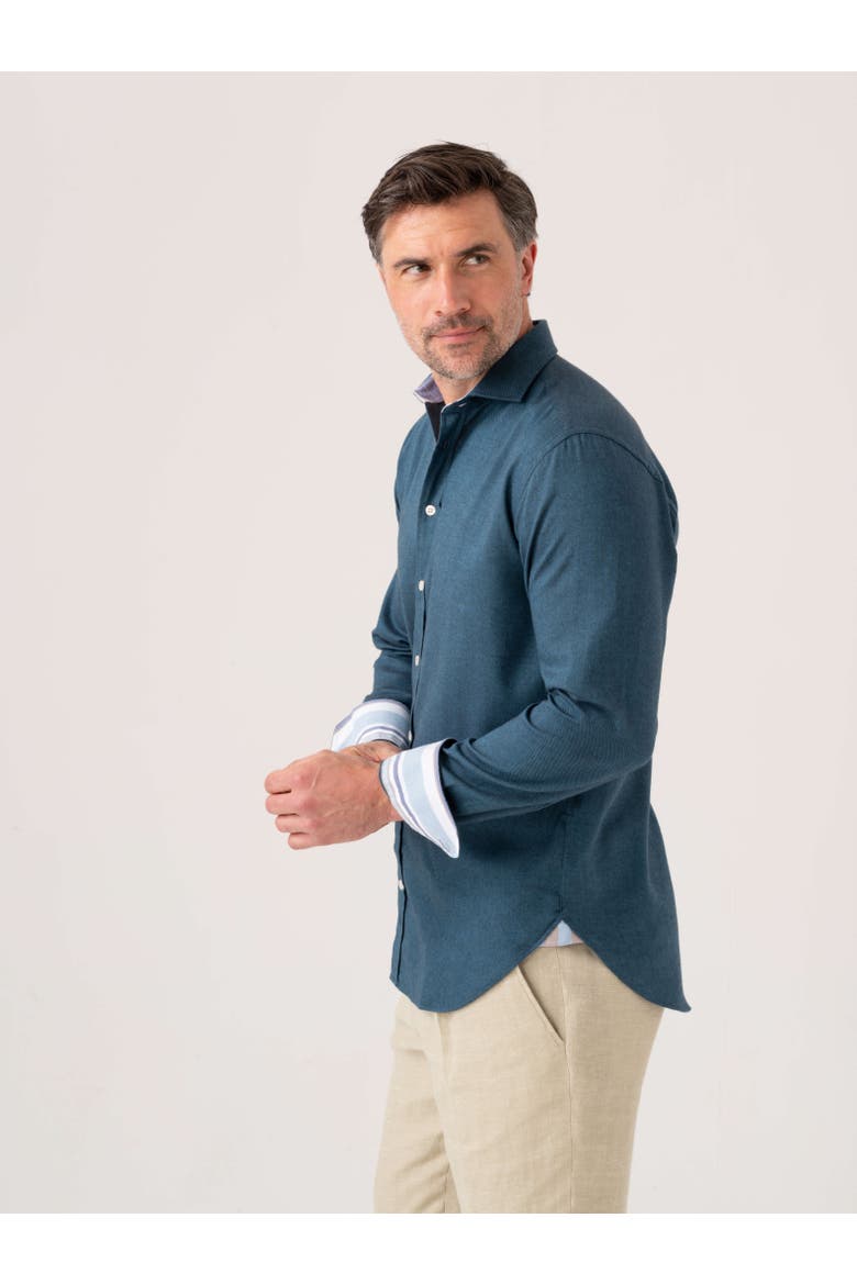 Long Sleeve Cotton Merino Wool Shirt, Alternate, color, Teal