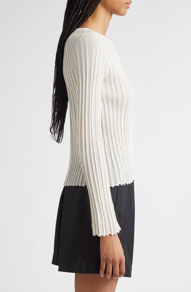 LOULOU DE SAISON Mabille Rib Long Sleeve Top, Alternate, color, Ivory