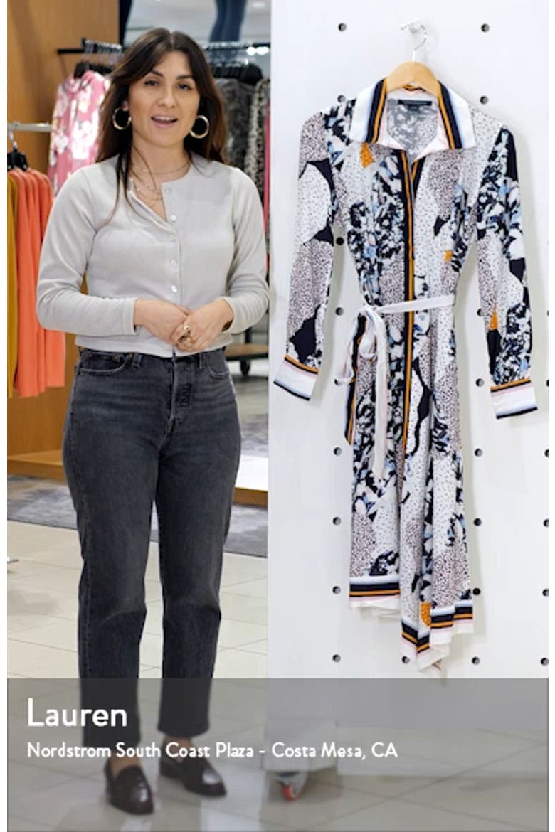 Delphine Mixed Print Long Sleeve Shirtdress video