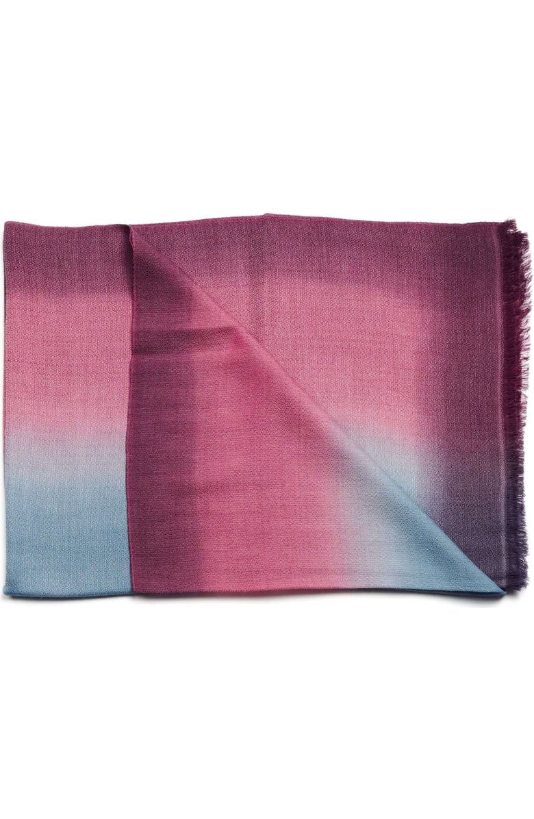 Studio Variously Iris Haze Blue Pink Cashmere Merino Handloom Scarf, Main, color, Pink