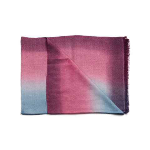 Iris Haze Blue Pink Cashmere Merino Handloom Scarf