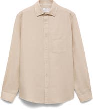 MANGO Classic Fit Linen & Cotton Button-Up Shirt