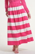 Isaac Mizrahi New York Wide Stripe Stretch Cotton Maxi Skirt
