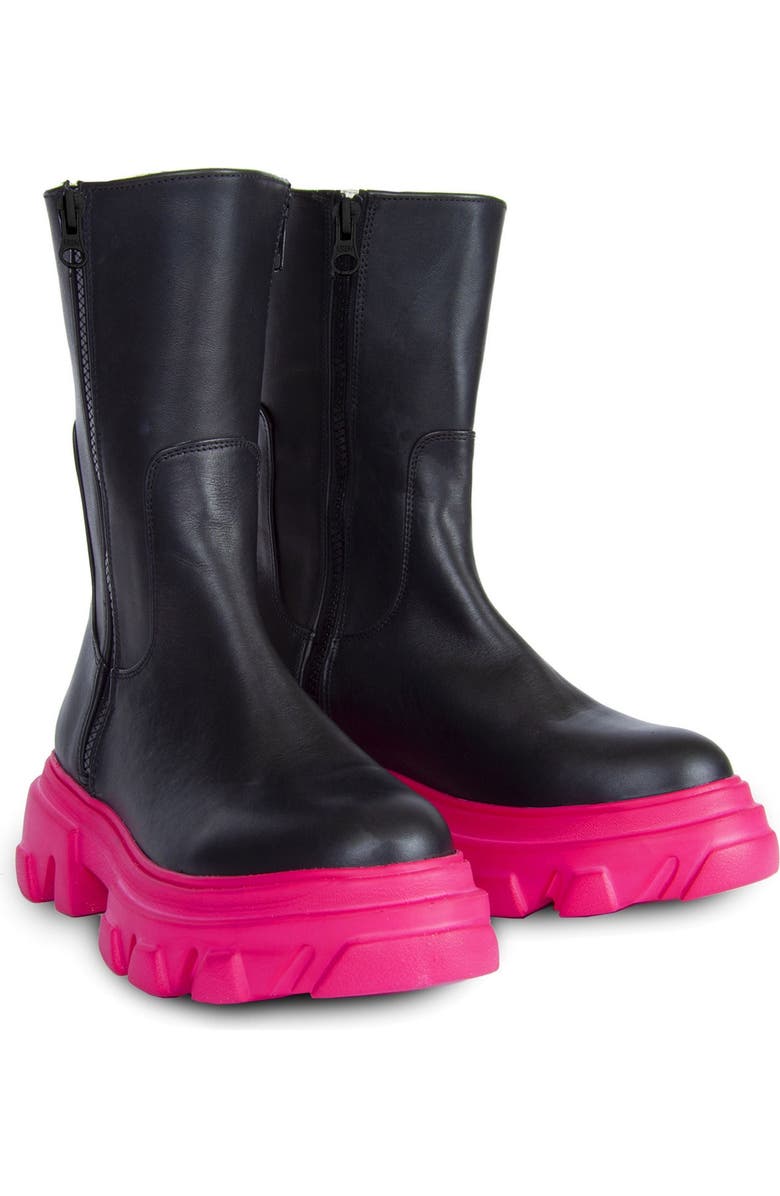 URBNKICKS Men's Leather Double Zipper Boots BSB, Alternate, color, Black