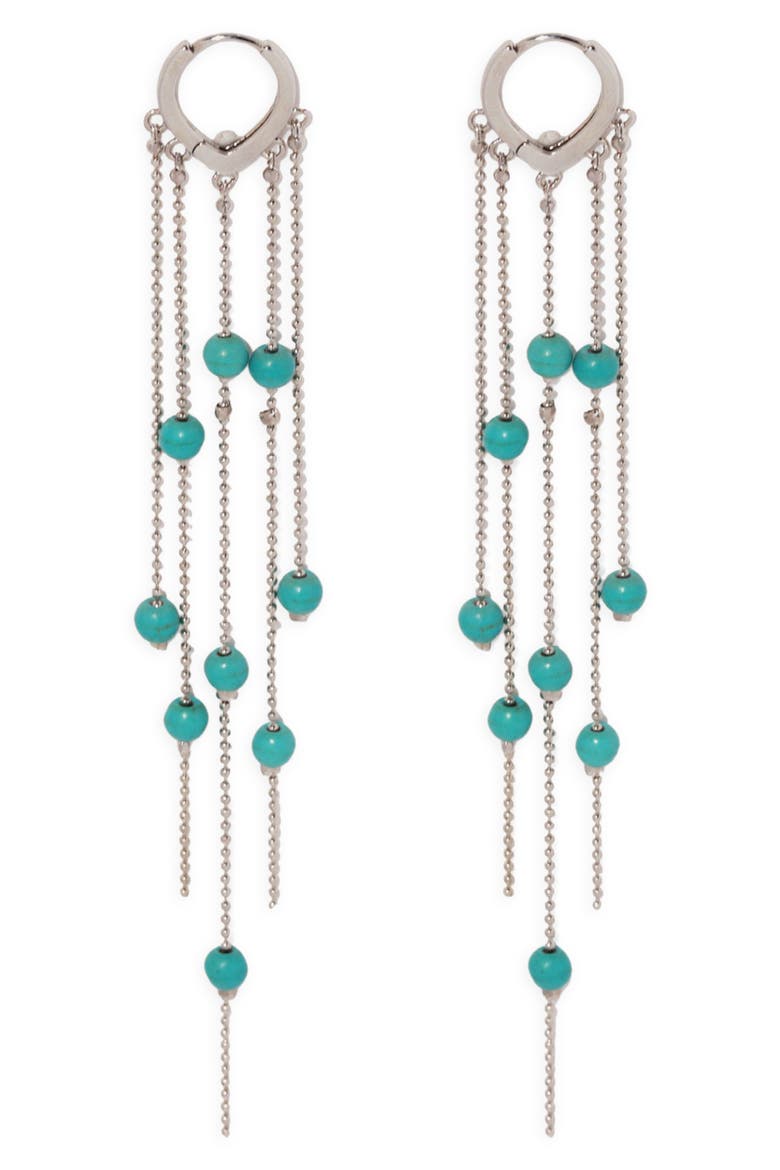 Copacabana Imitation Pearl Drop Earrings, Main, color, SILVER/ TURQUOISE