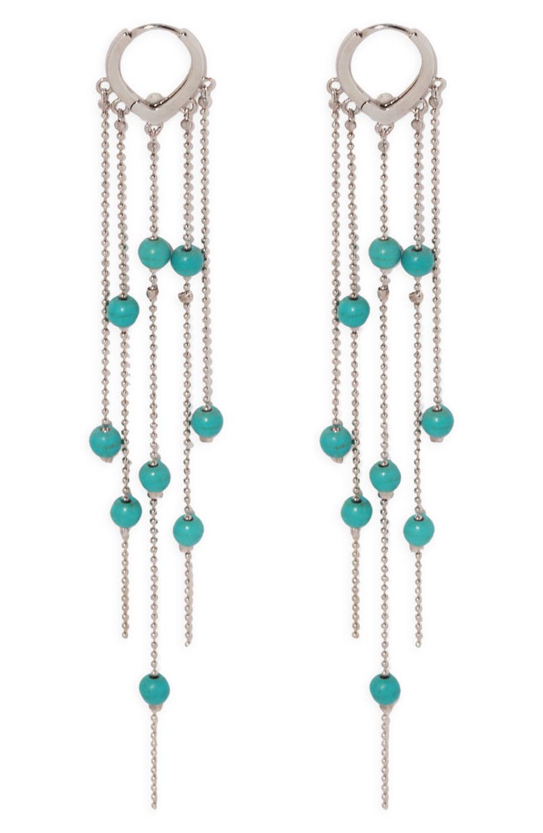 Petit Moments Copacabana Imitation Pearl Drop Earrings, Main, color, Silver/ Turquoise