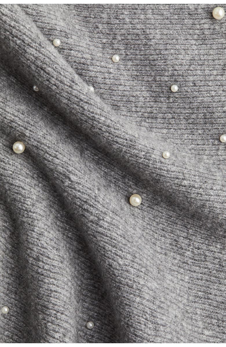 H&M Bead-embellished Bandeau Top, Alternate, color, Gray Melange