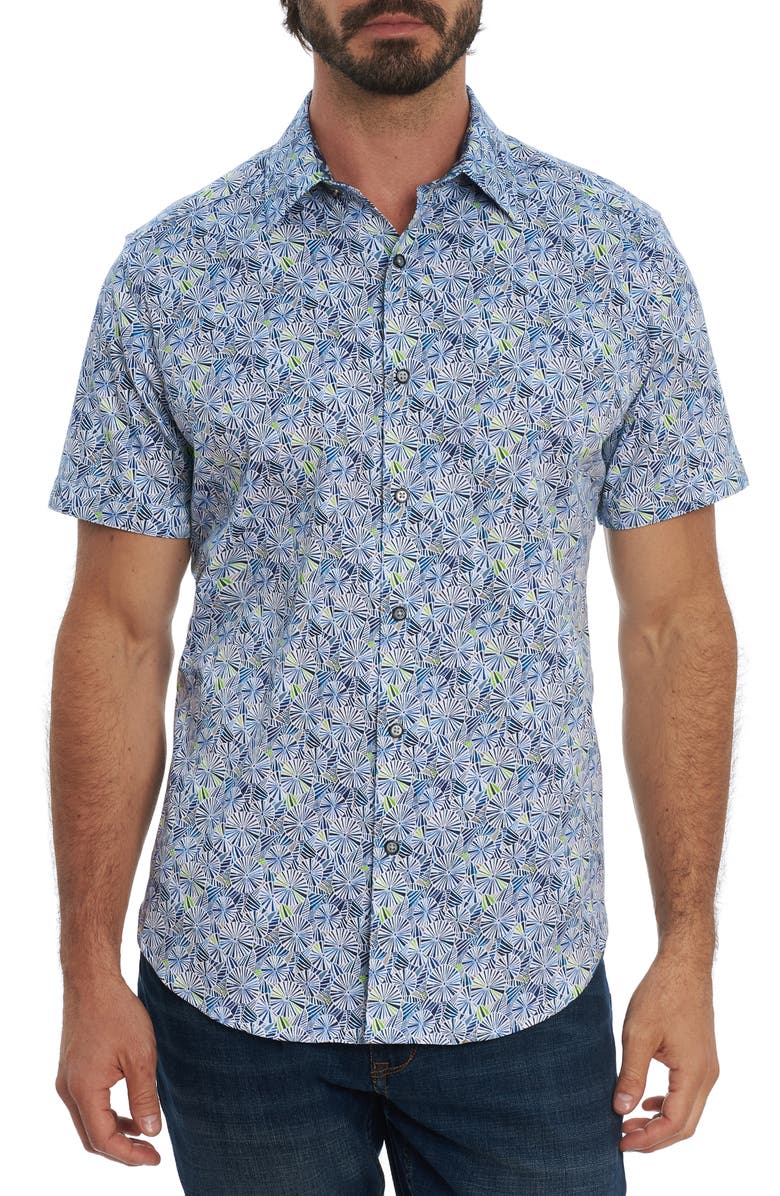 Robert Graham Ballard Floral Short Sleeve Button-Up Shirt, Main, color, 