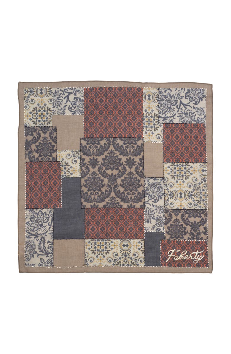 Faherty patchwork bandana, Main, color, Ivory Beige