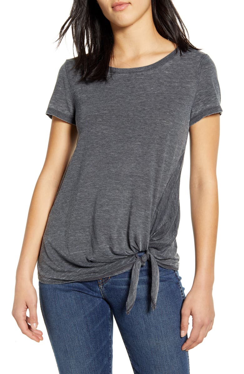 Caslon<sup>®</sup> Burnout Side Tie T-Shirt, Main, color, 