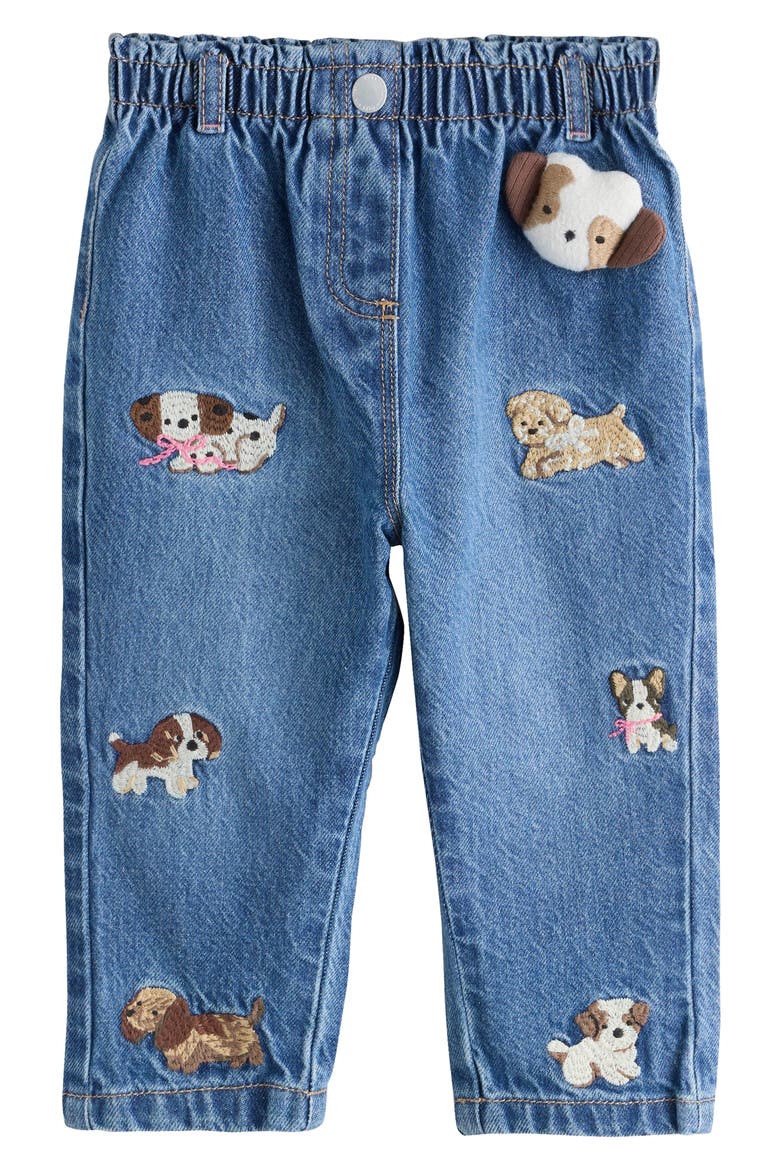 Kids' Dog Embroidered Wide Leg Jeans, Main, color, BLUE