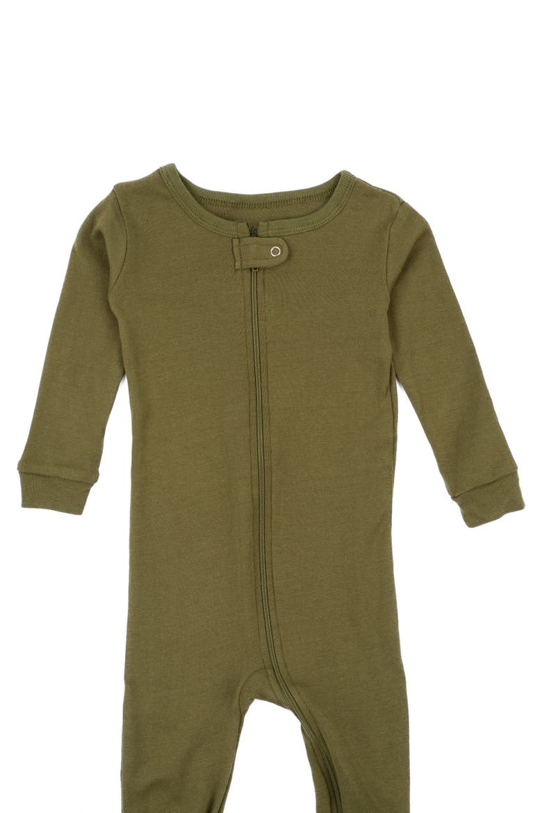 Footed Cotton Pajamas Matching Family Coordinated Solid Colors, Alternate, color, Olive