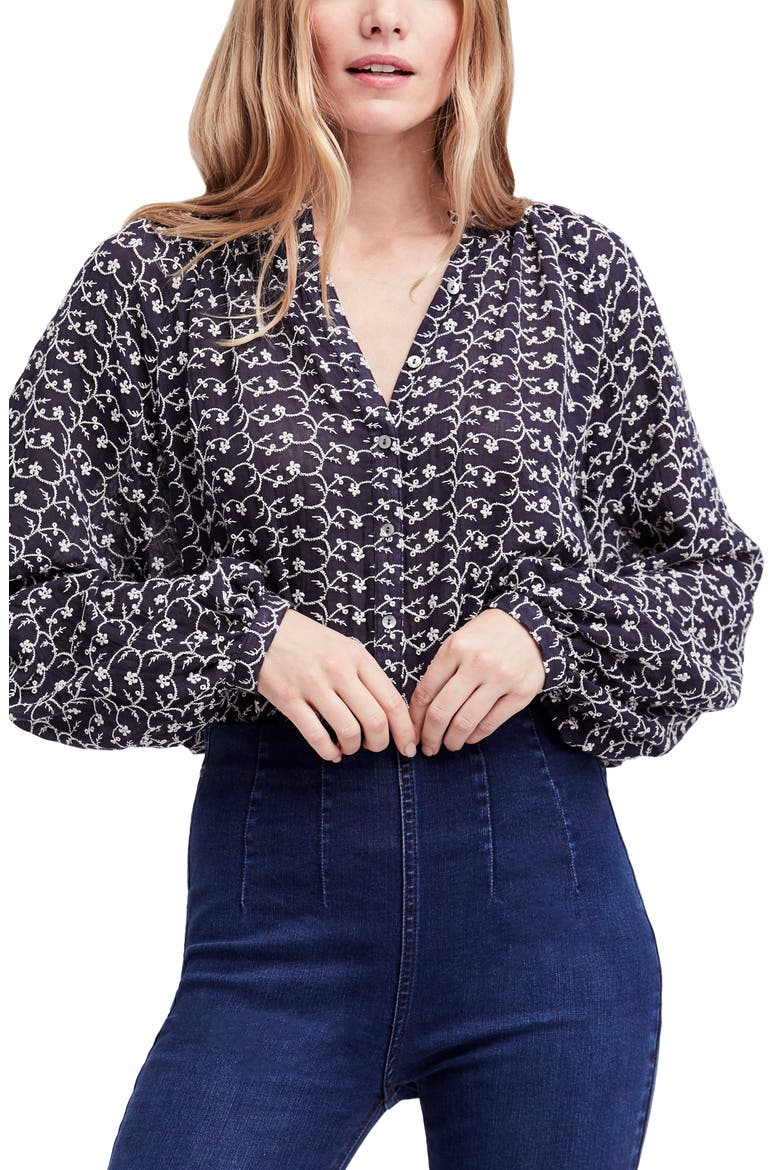 Down from the Clouds Peasant Top, Main, color, NAVY