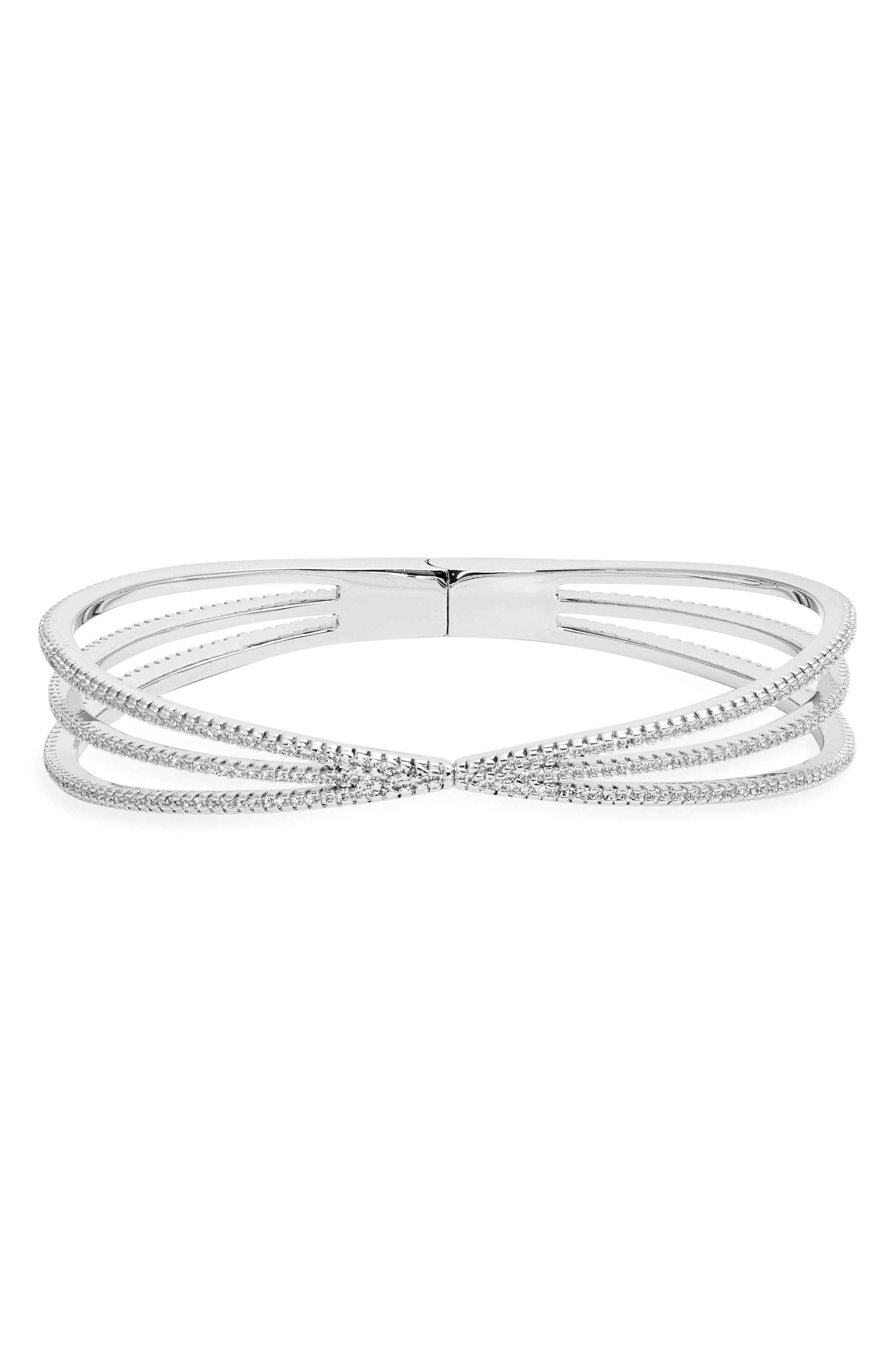 Nordstrom Criss Cross Cubic Zirconia Hinged Bangle