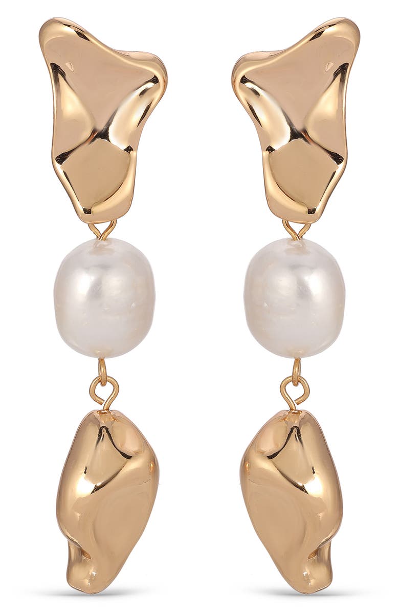 Ettika Cultured Freshwater Pearl Molten Drop Earrings, Alternate, color, 