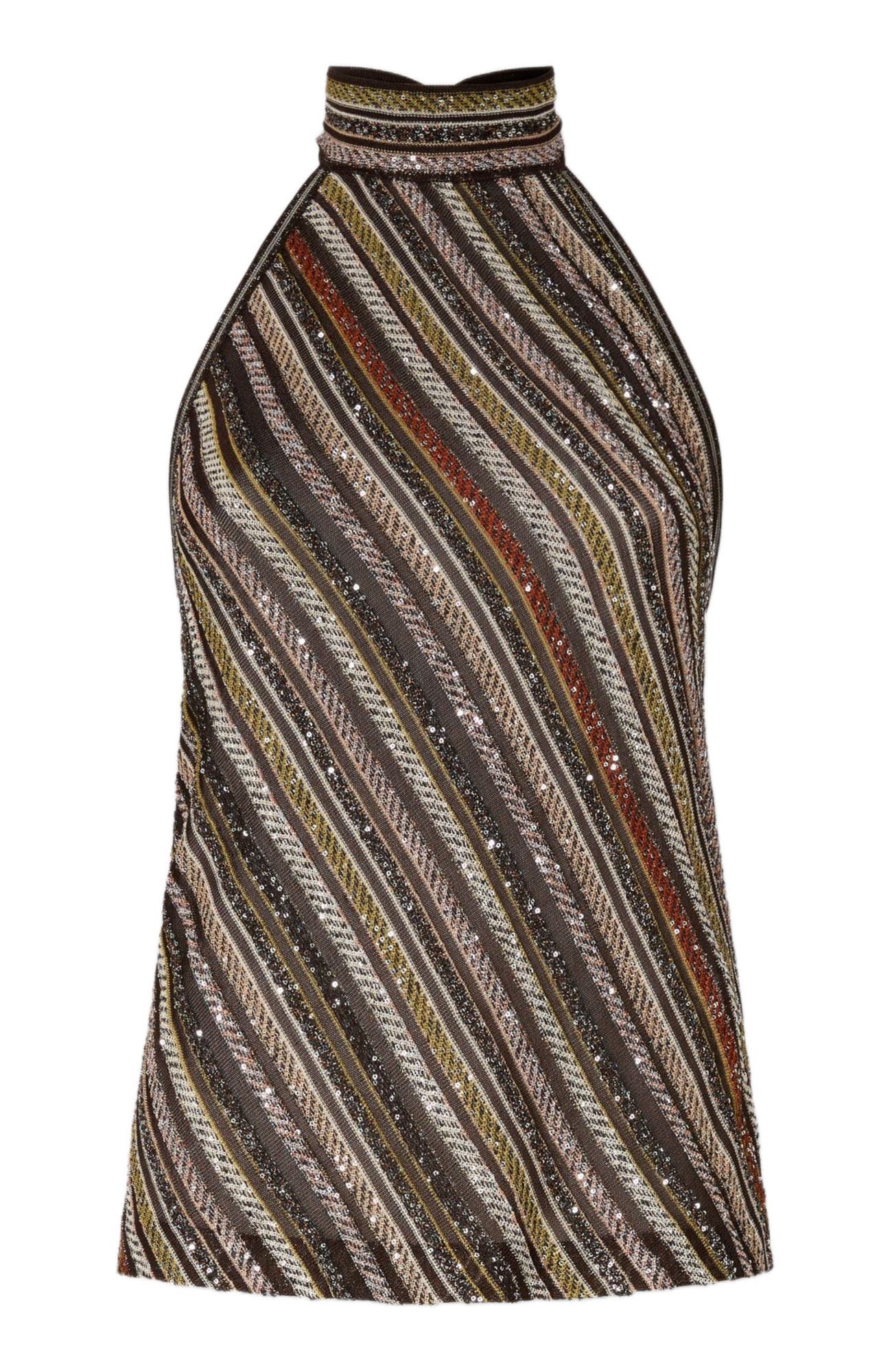 Halter Top In Herringbone Stripe Knit - image 2