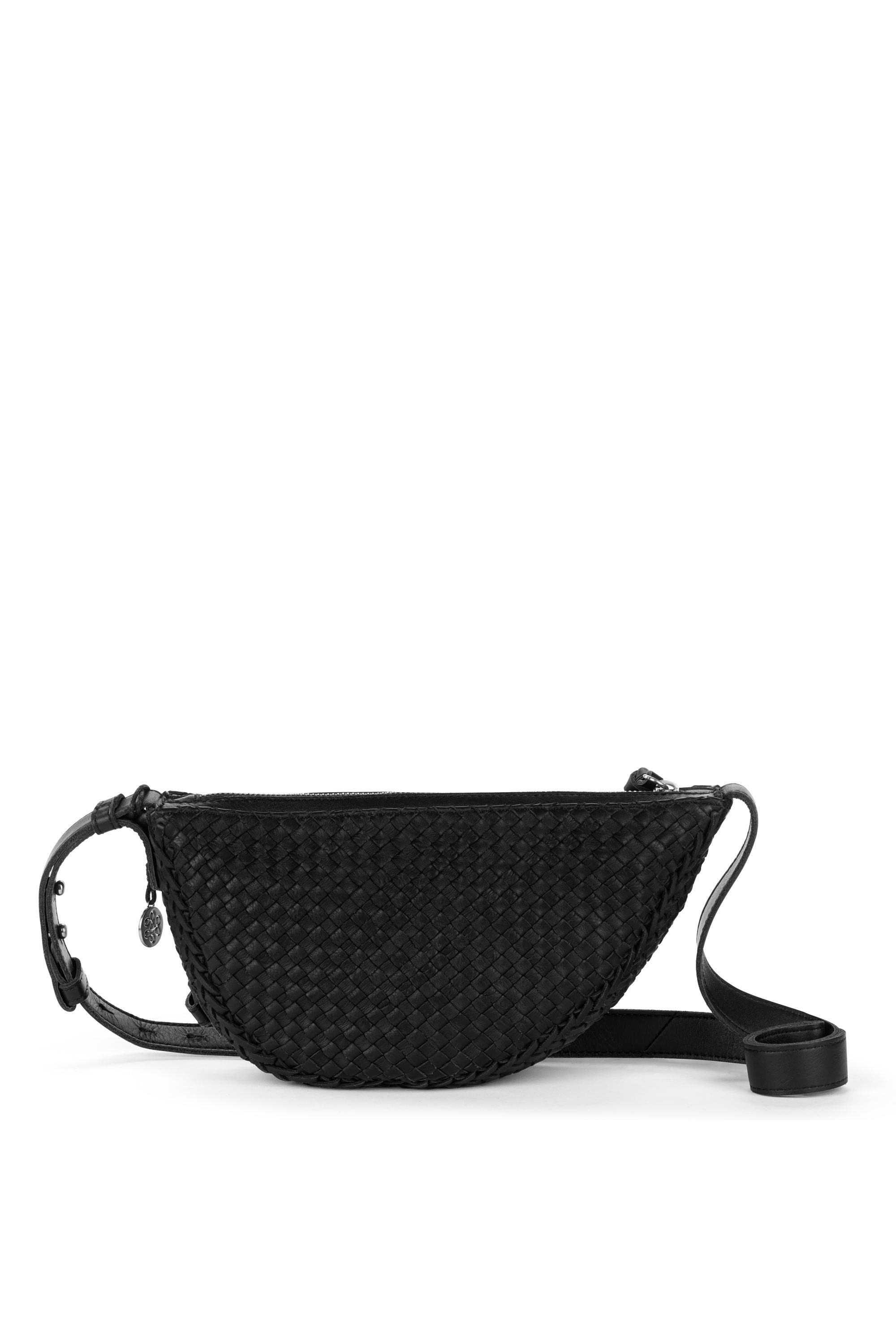 The Sak Tess Sling Leather Bag, Alternate, color, Woven Black