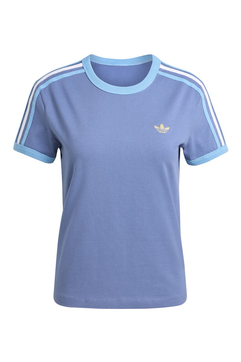 3-Stripes Slim Fit T-Shirt, Alternate, color, CREW BLUE/ LIGHT BLUE/ WHITE