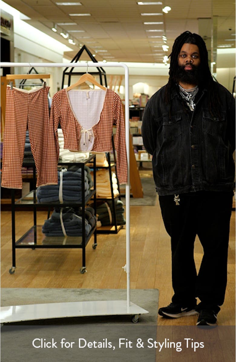 Gingham Tie Front Picot Trim Crop Cardigan, sales video thumbnail