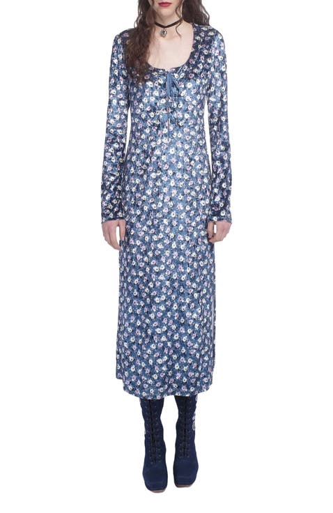 Posie Stretch Velvet Long Dress