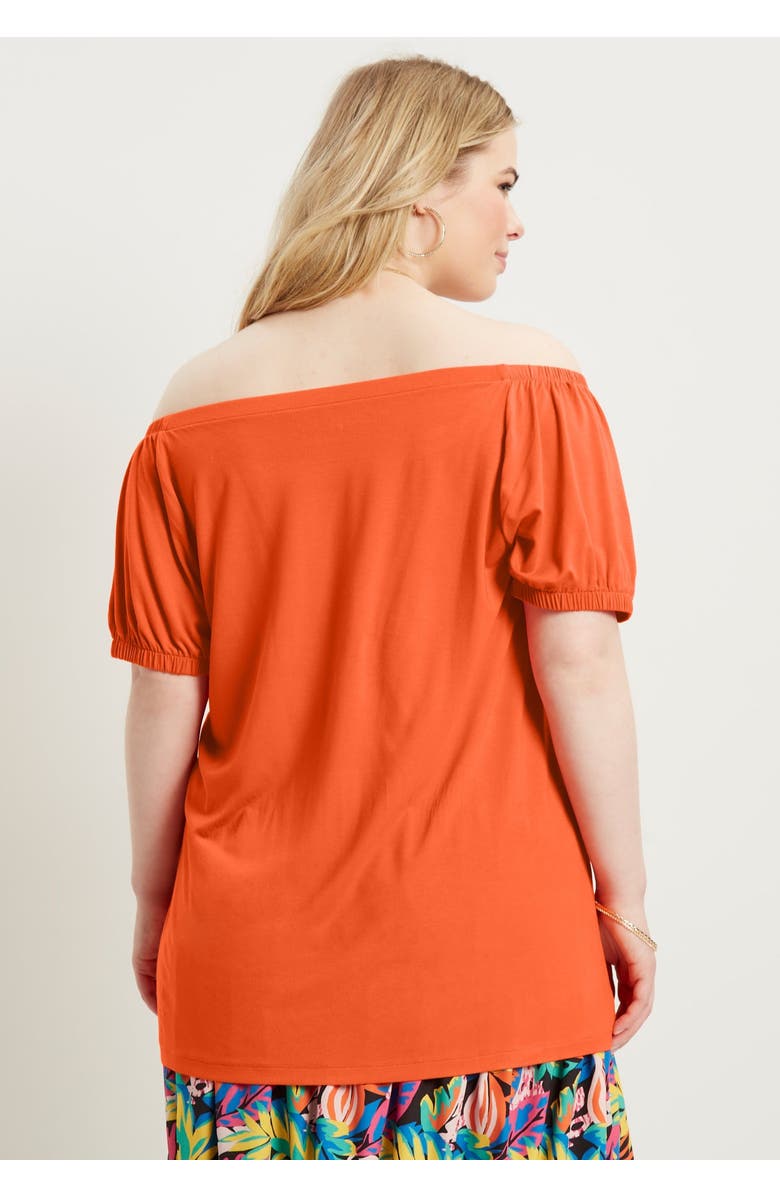 June + Vie Puff Sleeve Off-The-Shoulder Top, Alternate, color, Grenadine