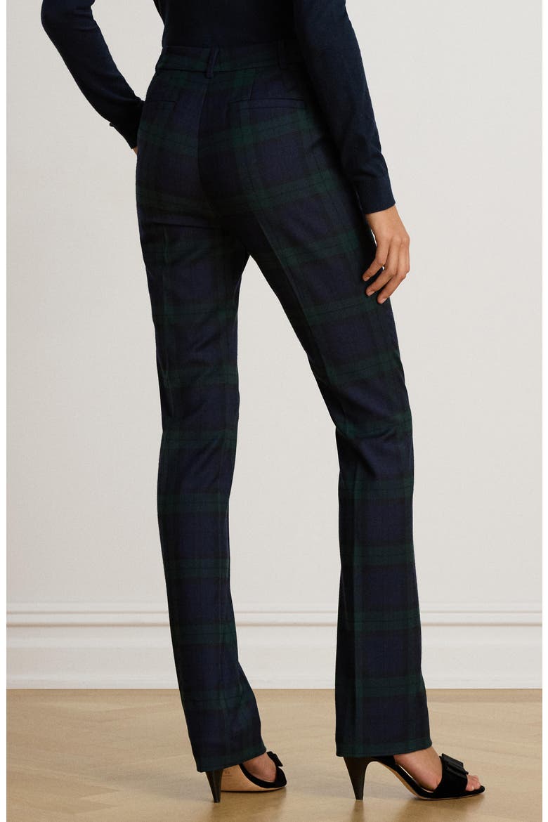 Plaid High Waist Straight Leg Wool Blend Pants, Alternate, color, BLUE/ MULTI
