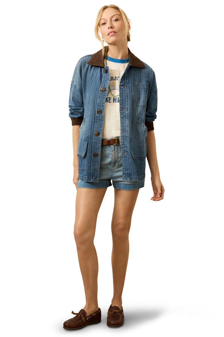 Sunwashed Denim Barn Jacket, Alternate, color, DUSK STRIPE WASH