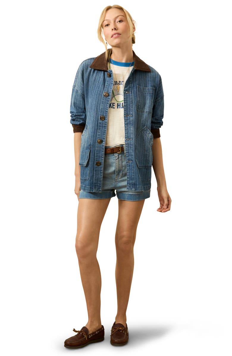 Faherty Sunwashed Denim Barn Jacket, Alternate, color, Dusk Stripe Wash