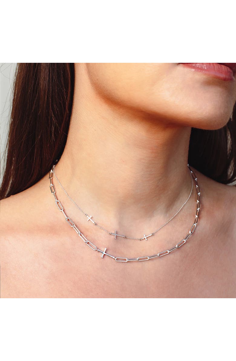 Rizen Jewelry Calvary Cross Necklace, Alternate, color, Sterling Silver