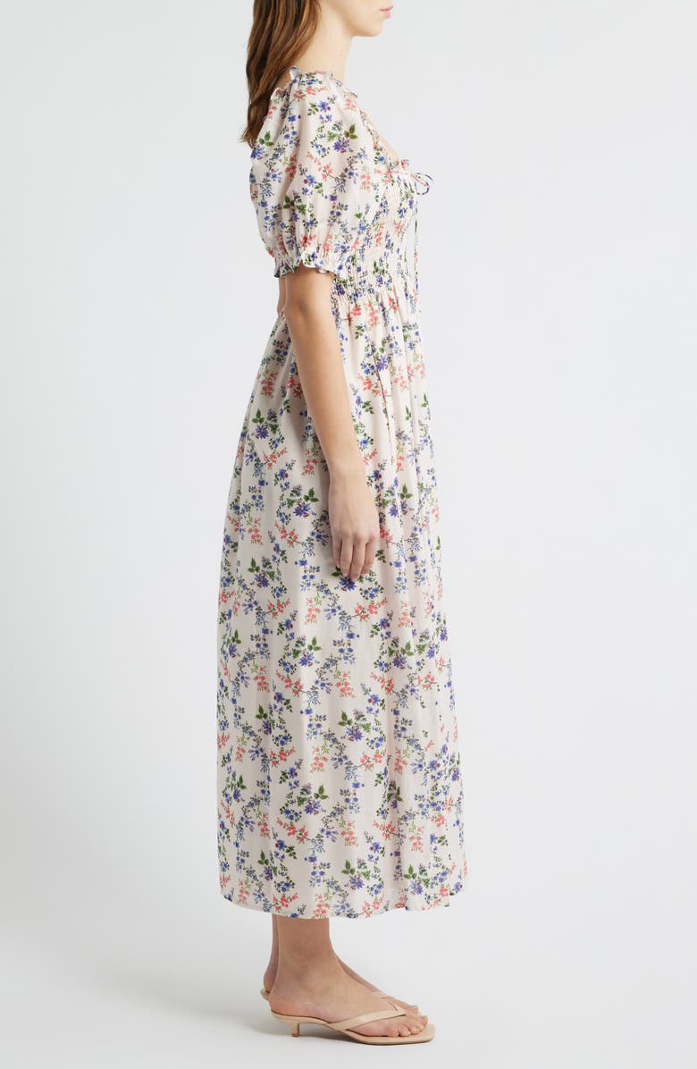 Hill House Home The Scarlett Smocked Midi Dress, Alternate, color, Scallop Bow Chintz Pink