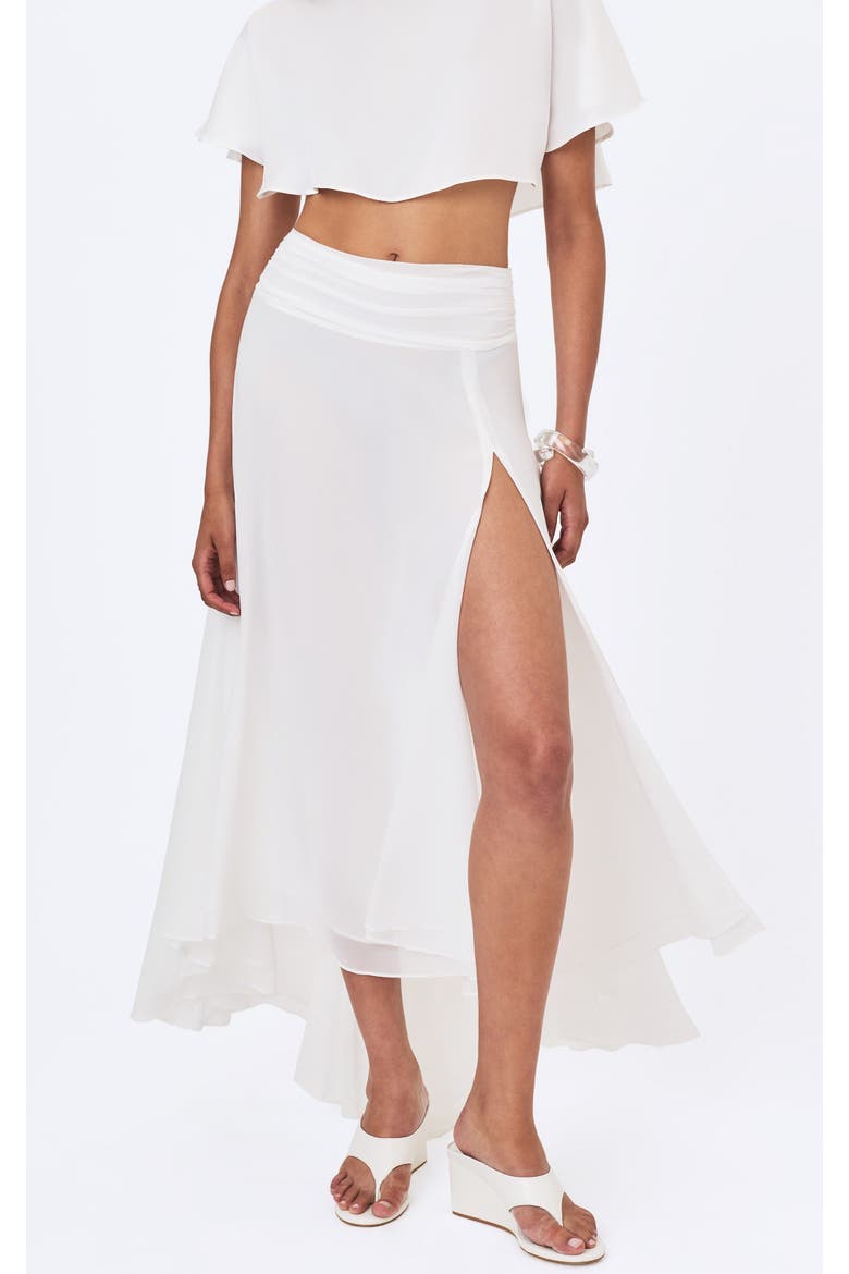 Yanna Chiffon High-Low Maxi Skirt, Main, color, White