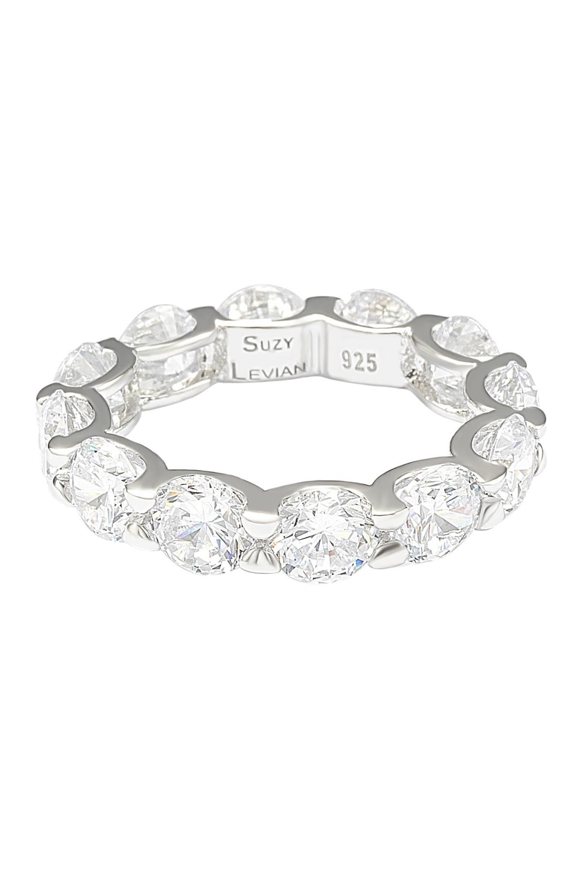 SUZY LEVIAN Sterling Silver CZ Round Cut Eternity Band Ring