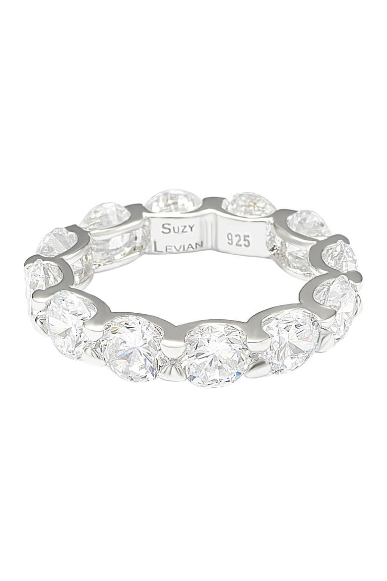 Sterling Silver CZ Round Cut Eternity Band Ring, Main, color, WHITE