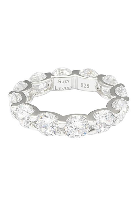 Sterling Silver CZ Round Cut Eternity Band Ring