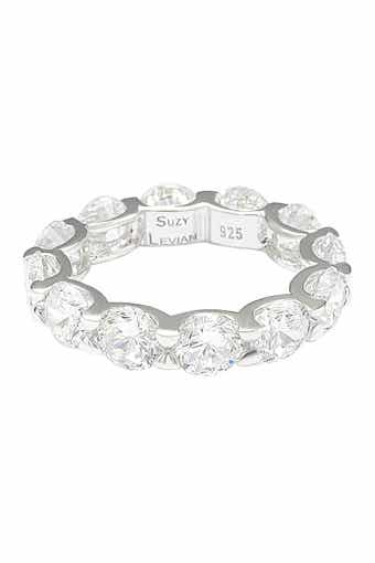 SUZY LEVIAN Sterling Silver CZ Round Cut Eternity Band Ring
