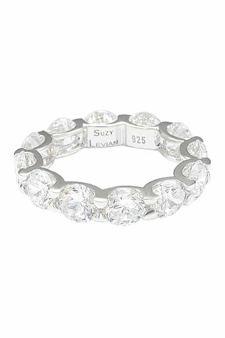 SUZY LEVIAN Sterling Silver CZ Round Cut Eternity Band Ring