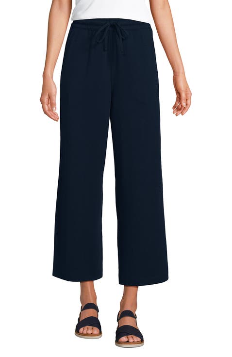Sport Knit Pull On Drawstring Wide Leg Crop Pants
